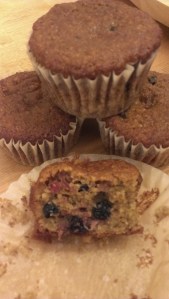 Paleo strawberry blueberry muffins