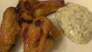 Paleo buffalo wings with paleo ranch dipping sauce