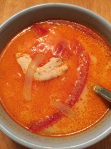 Whole 30 paleo Coconut Red Thai Curry Chicken Soup