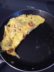 Whole 30 pepper, onion, chorizo omelette