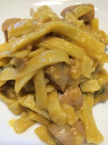 Paleo butternut squash fettuccine with chicken apple sausage