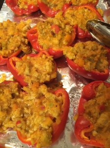 Paleo and Whole 30 buffalo chicken stuffed peppers