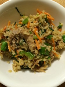 Paleo and whole 30 pork fried cauliflower rice.