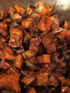 Balsamic onion sweet potatoes